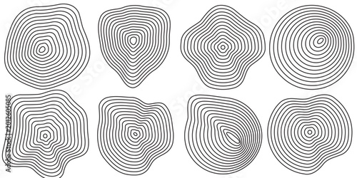 фотографія Set of abstract organic wavy line shapes and topographic contour elements