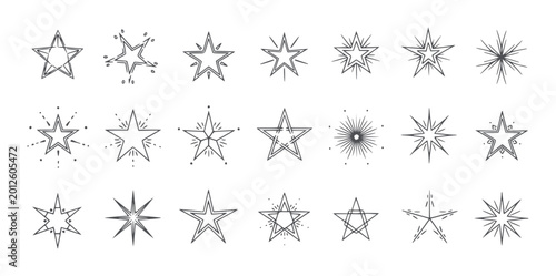 Quadro em tela Collection of twenty distinct hand drawn starburst shapes in grey