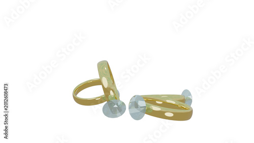 4 dimond rings falling on transparent background