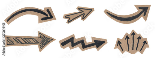 scrapbook scrapbooking collage set collection doodle - hand drawn doodle arrows icons, sketch and scribble arrow set, cut out elements on craft paper, isolated on transparent or white background png