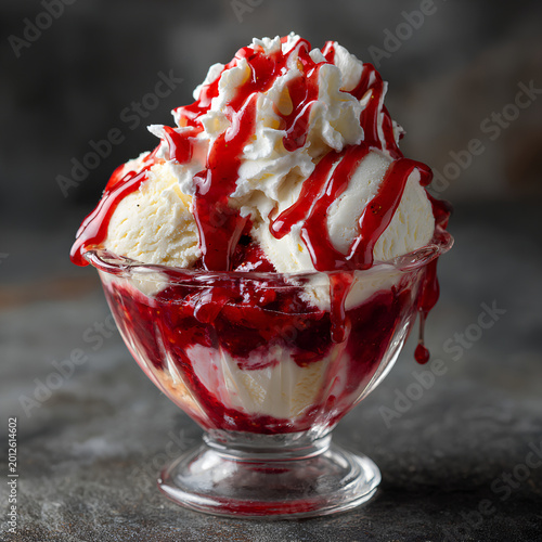 vanilla ice cream with berries