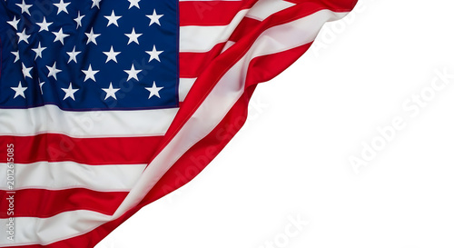 American independence day flag detail stars and stripes isolated on transparent background