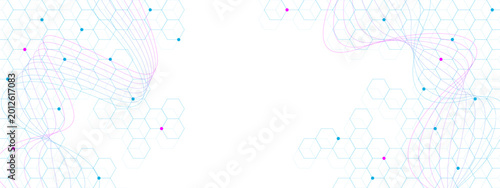 Health care and medical background with hexagon pattern and gradient wave flow. Abstract geometric design for science, medicine concept. Vector illustration