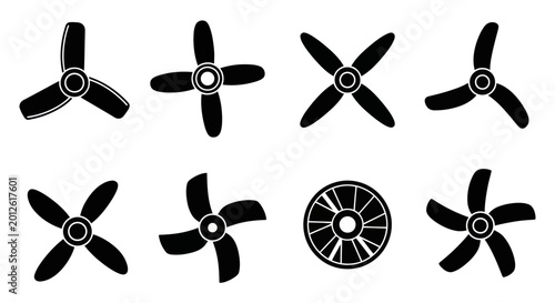 Εκτύπωση καμβά Collection of black fan blades and rotor icons