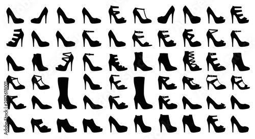 Foto Collection of various high heels and women's fashion footwear silhouettes
