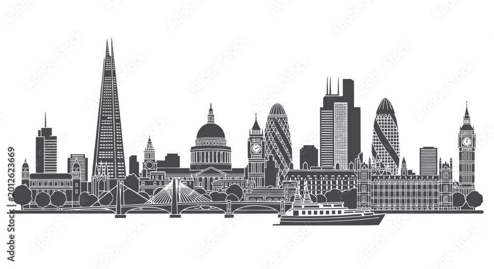 Fototapeta premium London city skyline with famous buildings.