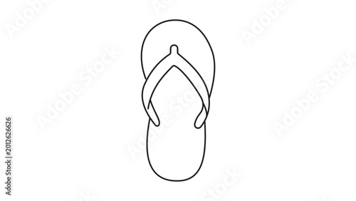 Tableau sur toile Minimalist summer flip flop vector icon illustration with editable stroke for easy customization of line weight and style, perfect for travel, beach, vacation, and seasonal leisure designs