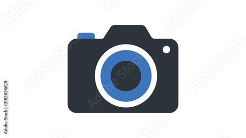 Schilderij op canvas Modern digital camera vector icon illustration, clean minimalist line art of photographic equipment for technology branding and web design, versatile scalable outline for creative projects