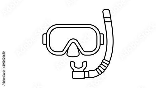 Obraz na plátně Clean snorkel mask vector illustration with an editable stroke, perfect for nautical sports and marine equipment branding, featuring a minimalist outline and adjustable line weight design