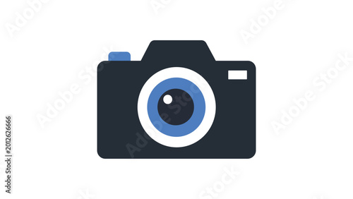 Valokuva Professional photo camera vector icon illustration, sleek minimalist outline of digital photography equipment for creative media branding, high quality scalable graphic design element