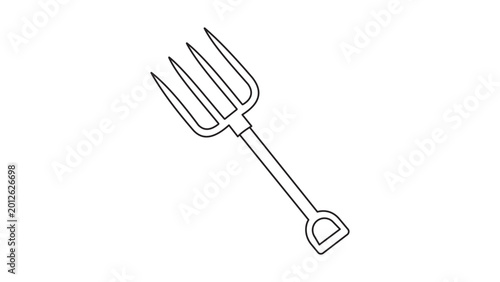 Foto Minimalist gardening pitchfork vector icon with editable stroke for agriculture and farm work, professional hand-drawn illustration featuring adjustable line weight for versatile design projects