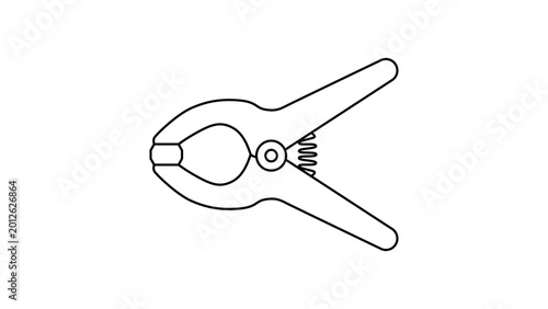 Obraz na płótnie Heavy duty spring clamp vector icon with editable stroke, professional tool illustration for industrial clamping and fixing tasks, adjustable line weight scalable minimalist hardware line art
