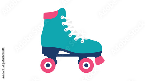 Bild auf Leinwand Minimalist hand-drawn roller skate vector icon, classic quad skate illustration for recreational sports and vintage hobby designs, clean scalable line art professionally isolated on white background