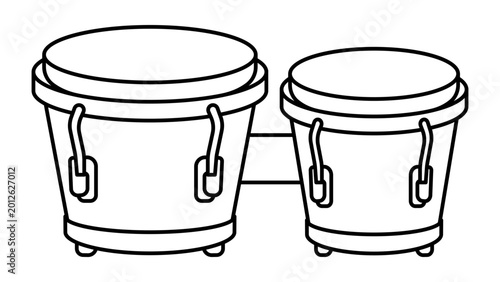 Foto Bongo drums vector illustration with editable stroke, minimalist line icon of Afro-Cuban percussion musical instruments, professional outline design for rhythm and Latin music applications
