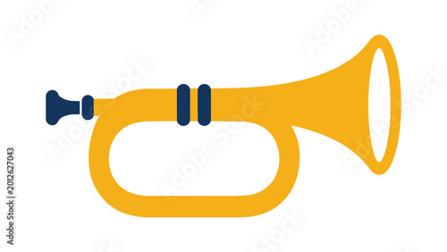 Tableau sur toile Traditional bugle brass instrument vector icon illustration, a minimalist hand-d