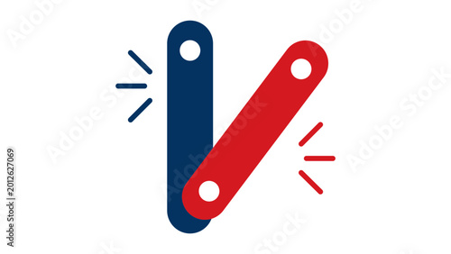 Obraz na płótnie Hand-drawn minimalist vector illustration featuring a pair of traditional rhythm claves percussion instruments, ideal for vibrant musical designs, educational guides, and clean graphics