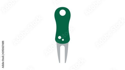 Billede på lærred Minimalist golf divot tool vector icon illustration with editable stroke weight for customizable sport equipment branding and course maintenance graphics featuring clean line outline design