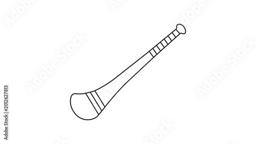 Tableau sur toile Modern hurling stick vector icon featuring a clean hand-drawn outline with editable stroke, ideal for sports equipment branding, athletic competition illustrations, and minimalist Irish game designs