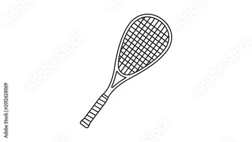 Billede på lærred Professional squash racket vector icon with editable stroke for customizable line weight, minimalist hand-drawn illustration of racquet sports equipment, clean scalable graphic for athletic design