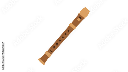 Tableau sur toile Classic wooden recorder musical instrument vector icon with editable stroke