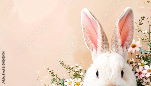 Easter Bunny With Flowers.