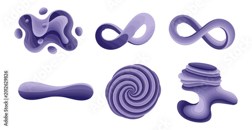 Abstract shapes in deep purple on black background