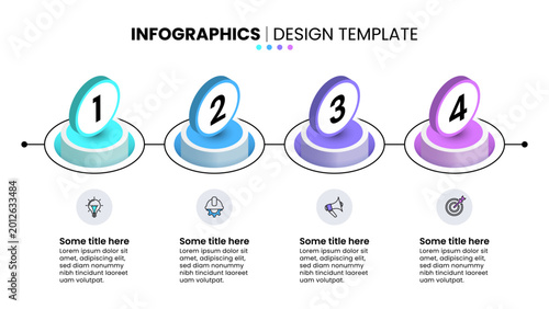 Infographic template. Isometric columns with line and 4 steps
