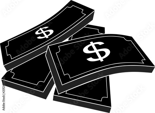 Photos vector illustration of a silhouette of a stack of dollar banknotes