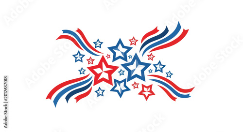 Free Download Abstract patriotic stars and ribbons in red, white, and blue. - GFXLoad