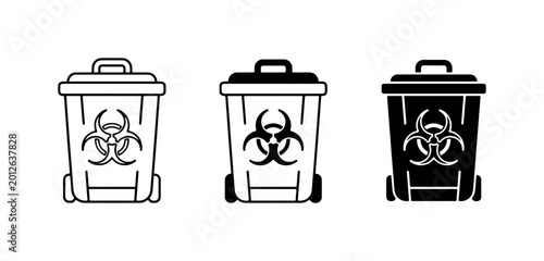 Canvas Print Biohazard Waste Bin Icons, Medical Trash Can Symbols, Infectious Material Dispos