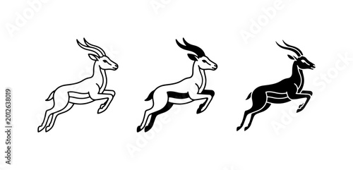 Canvas Print Gazelle Vector Icons, Antelope Silhouette Collection, Wild Animal Graphics, Grac