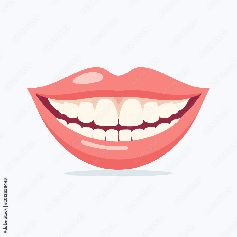 Naklejka premium Smiling Mouth with White Teeth