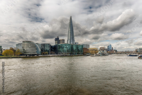 River Thames and city skyline of London, England, UK