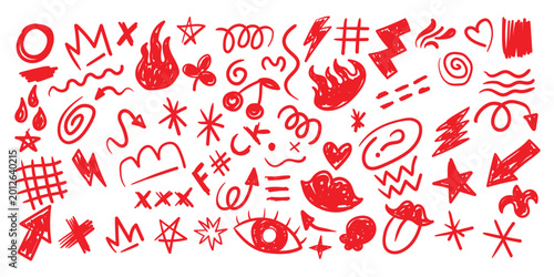 Tableau sur toile Punk doodle elements music subculture rebellious expression.