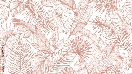 Bilde på lerret Tropical Palm Leaves Pattern Seamless Background.