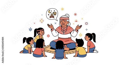 Foto Elderly storyteller sharing traditional tales with attentive children