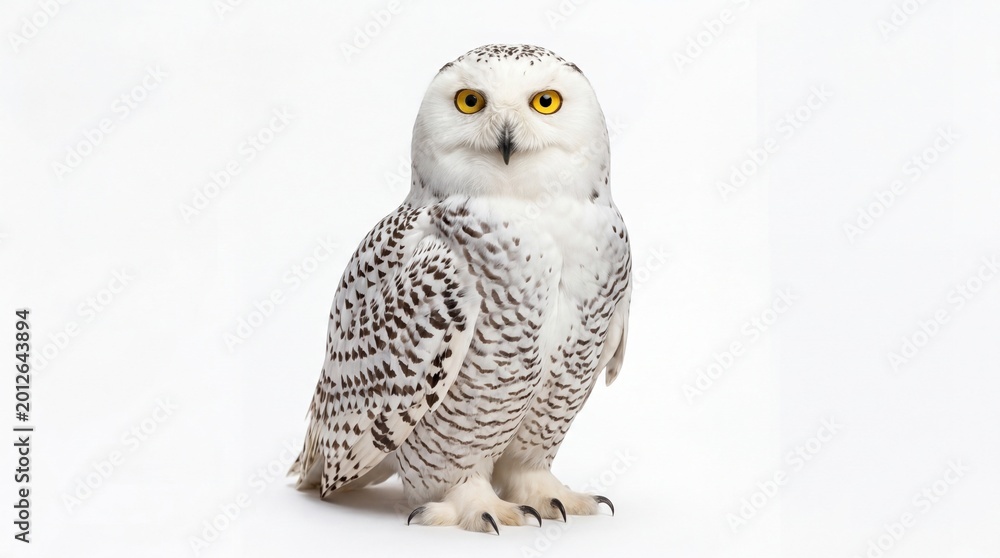 Fototapeta premium Snowy Owl Isolated on White Background