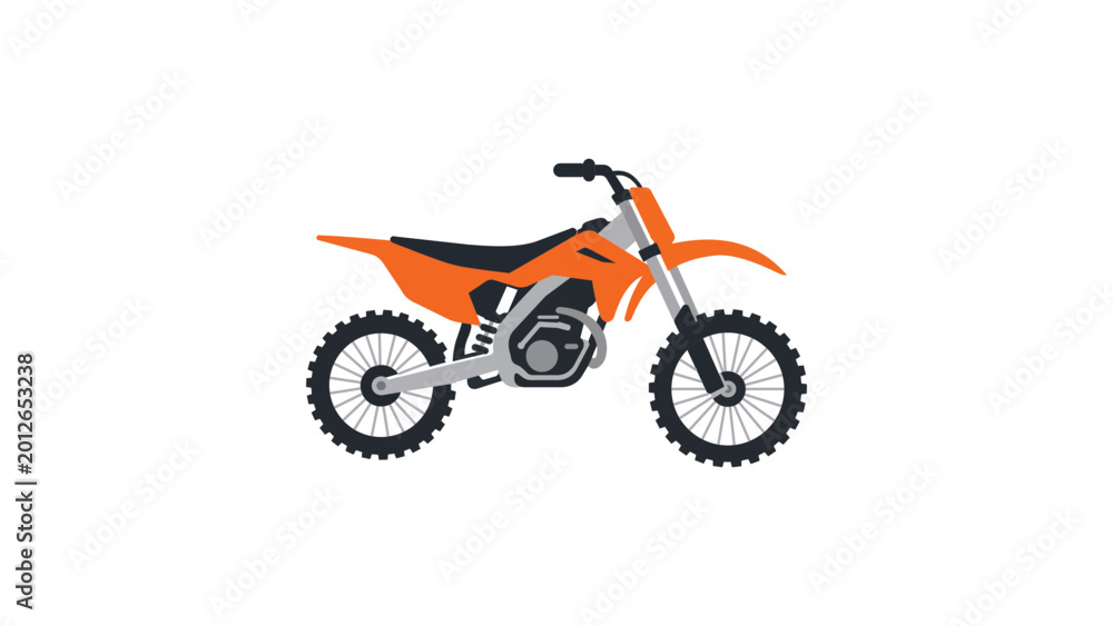 Obraz premium Dynamic dirt bike vector icon or illustration, a hand-drawn motocross motorcycle line art for sports and off-road racing designs, featuring a minimalist aesthetic isolated on a white background.