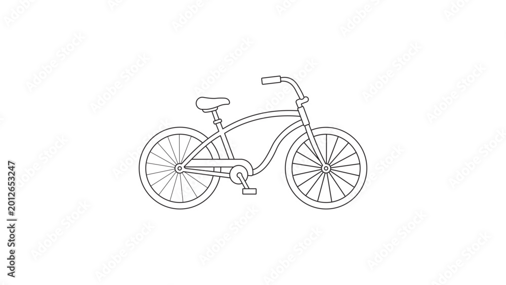 Fototapeta premium Classic cruiser motorcycle vector icon illustration with editable stroke, a hand-drawn minimalist design featuring adjustable stroke weight for versatile graphic projects on a clean background.