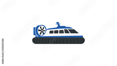 Bilde på lerret High-quality vector illustration of a modern hovercraft vehicle, a versatile transport icon suitable for maritime technology, emergency services, and innovative transportation graphic designs
