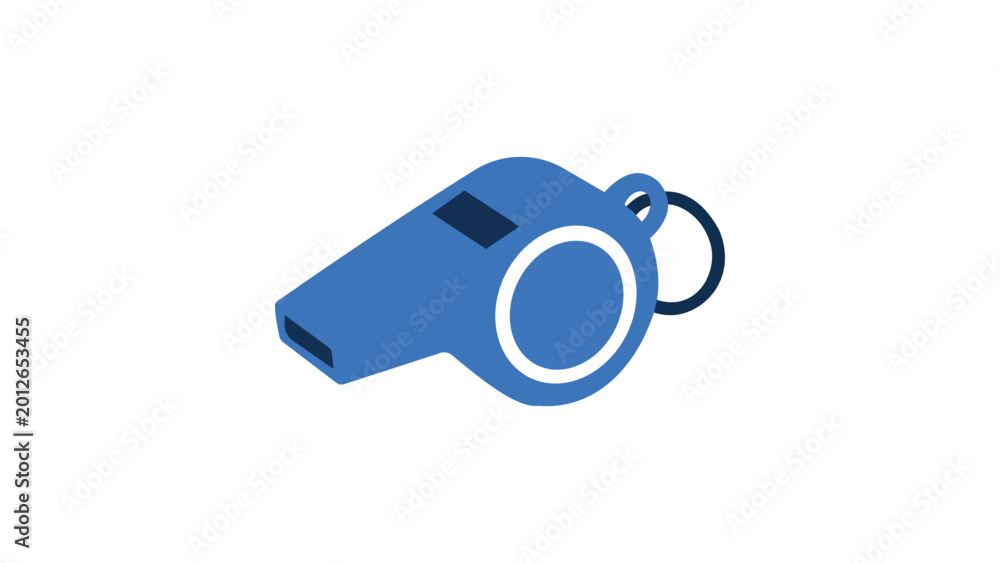 Fototapeta premium Referee sports whistle vector icon. Minimalist hand-drawn illustration for game officiating and athletic coaching. Clean scalable line art for football, basketball, and track competition graphic
