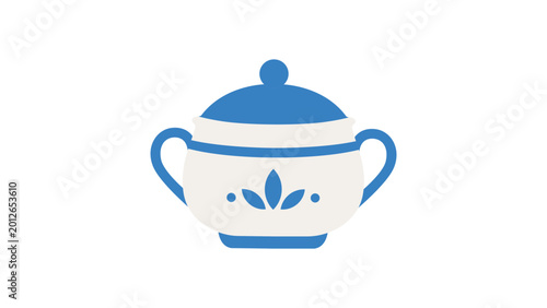 Vászonkép Elegant sugar bowl vector icon with a hand-drawn line art style, showing a classic ceramic dish with a lid for coffee and tea service, ideal for minimalist kitchenware illustrations and logos