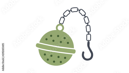 Fotografie Sophisticated tea infuser vector icon with a minimalist hand-drawn outline, depicting a stainless steel mesh strainer for loose leaf brewing, suitable for cafe menus and professional graphics