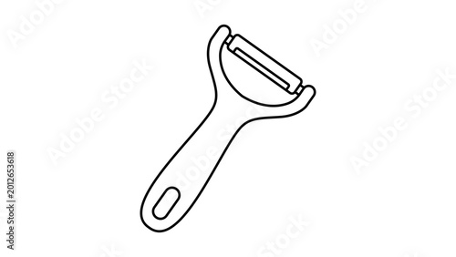 Foto Professional vegetable peeler vector icon with an editable stroke for adjustable line weight, ideal for kitchenware catalogs, cooking guides, and minimalist food preparation illustrations