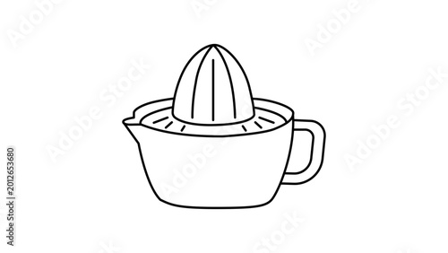 Canvas Print Kitchen citrus juicer vector icon illustration with editable stroke for extracting fresh fruit juice, featuring a minimalist hand-drawn manual squeezer gadget with adjustable line weight style