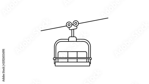 Cuadro en lienzo Winter resort ski lift vector icon illustration with editable stroke, featuring a minimalist chairlift design in a scalable hand-drawn outline style for sports and mountain travel themes