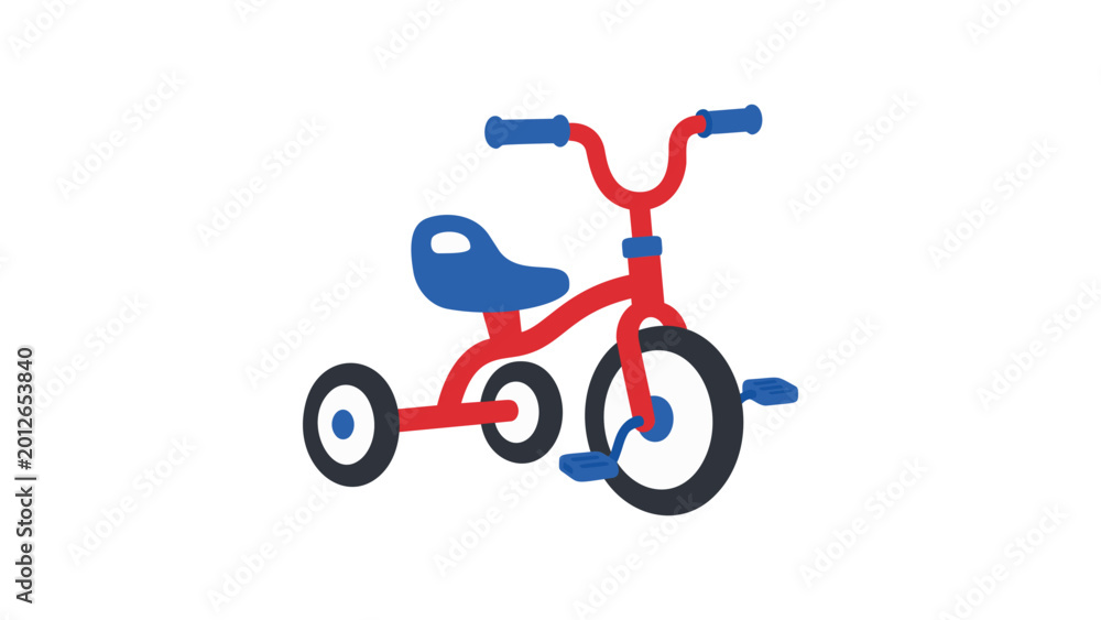 Fototapeta premium Manually sketched trike symbol, basic juvenile three-wheeler drawing, adjustable stroke art of a vintage toddler vehicle, uncomplicated visual component for youth and recreation themes.