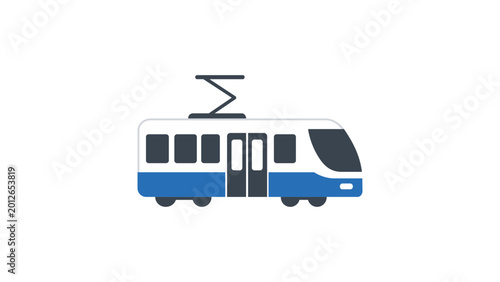 Fotografija Minimalist hand-drawn tram vector icon, vintage city streetcar illustration, scalable line art of public transit vehicle, urban transportation symbol for graphic design and modern mobile apps
