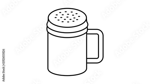 Tableau sur toile Versatile flour sifter vector icon with editable stroke, features a clean minimalist kitchen tool illustration in hand-drawn outline, ideal for professional bakery branding and cooking graphics