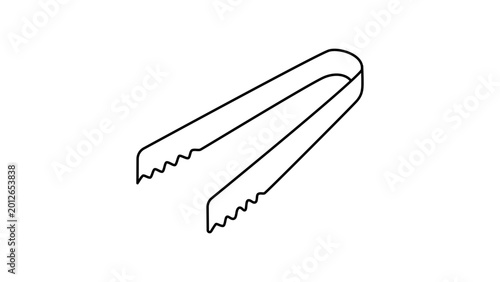 Canvas Print Minimalist ice tongs vector icon with editable stroke for kitchen equipment catalogs, sleek hand-drawn line illustration for barware apps, scalable professional culinary tool outline graphic